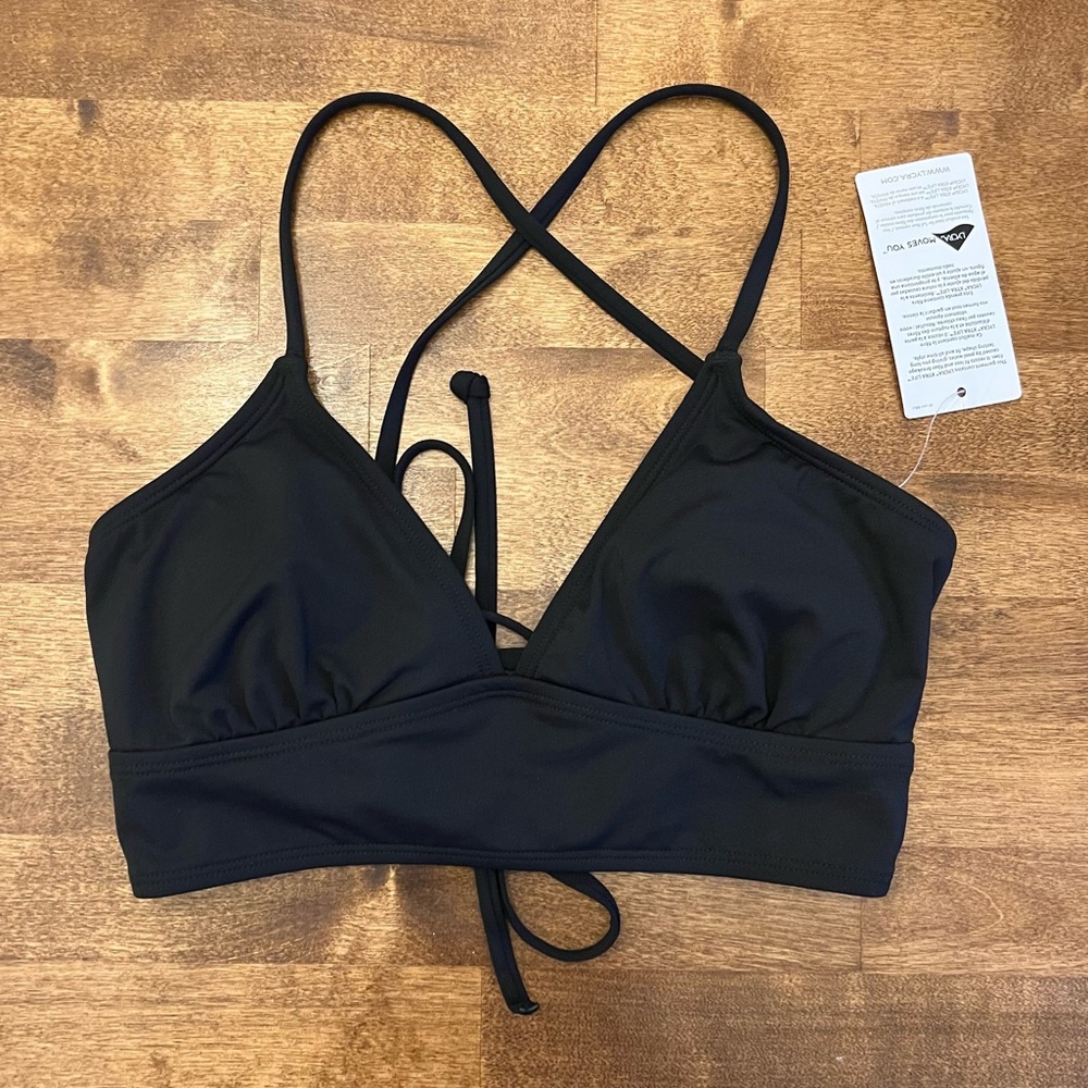 Athleta Strappy Back Bikini Top Black NWT